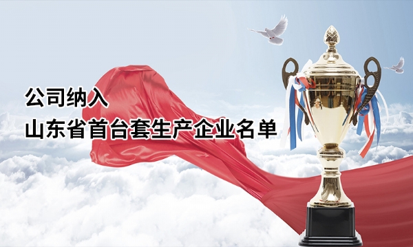 公司納入山東省首台套生產企業名單